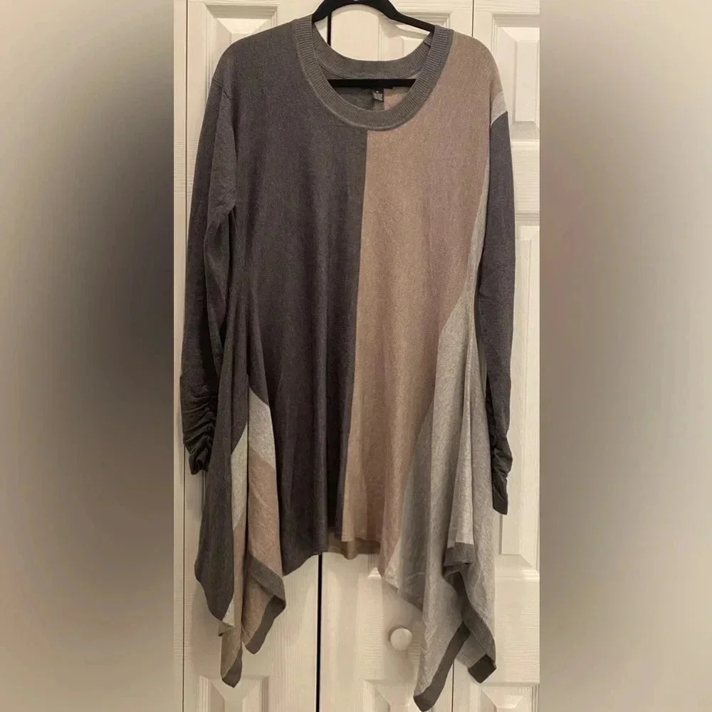 Alfani Women’s Color-block Roused Sleeve Wool Crewneck Fall Sweater Like New M - Picture 2 of 8